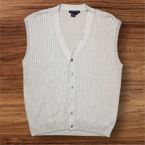 Tulliano Men’s Silk/Cotton Cream Cardigan Vest. Large